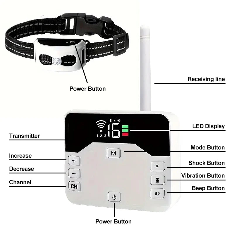 Cerramiento Inalámbrico y Collar de Adiestramiento para Perros 2 en 1 - PawGuard