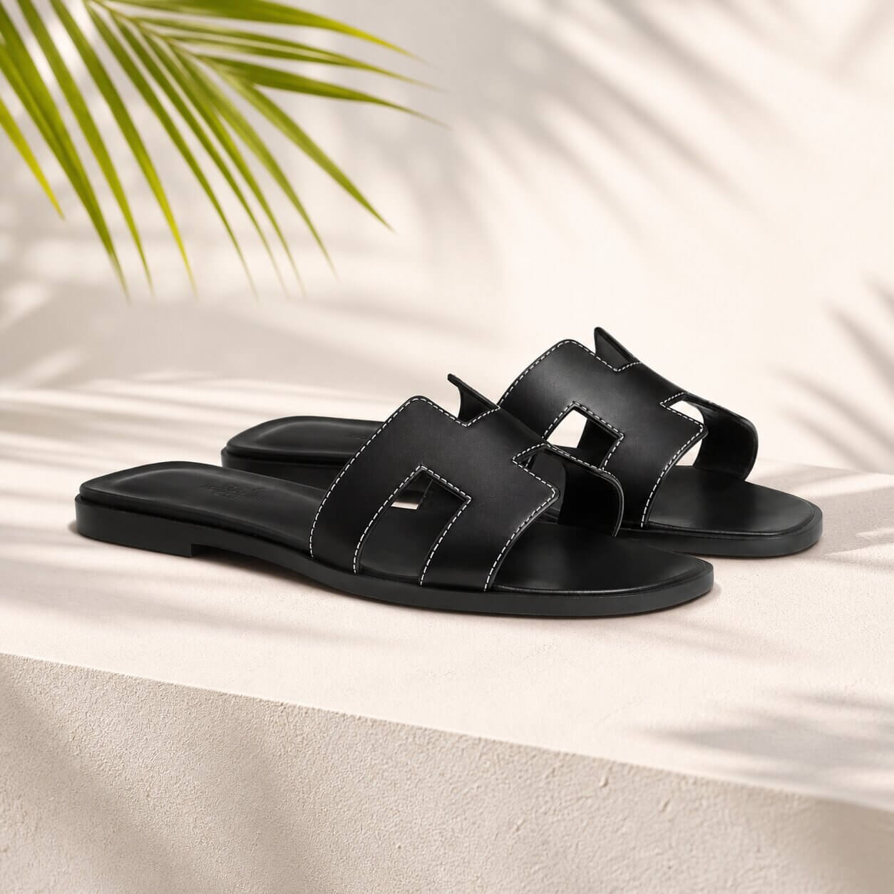 Sandalias Planas de Piel para Mujer | Zuecos Deslizantes de Verano | EU 35-43 — Negro