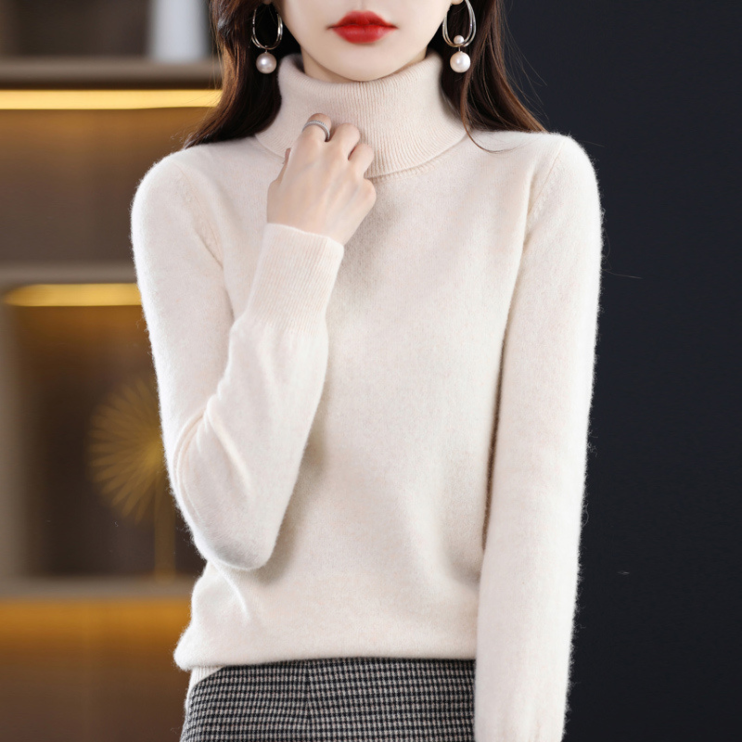 Suéter de cuello alto de cachemira para mujer – Elena