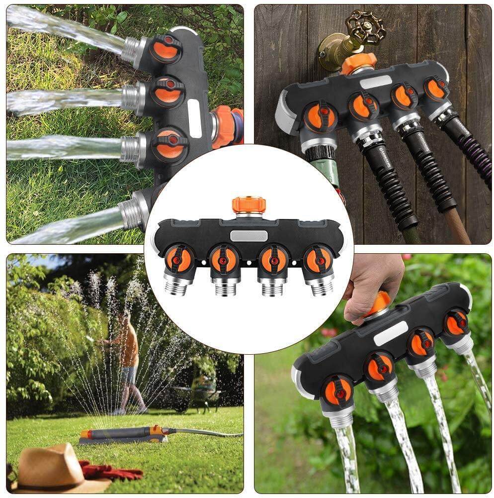 Conector divisor para manguera de jardín | Adaptador de 4 salidas