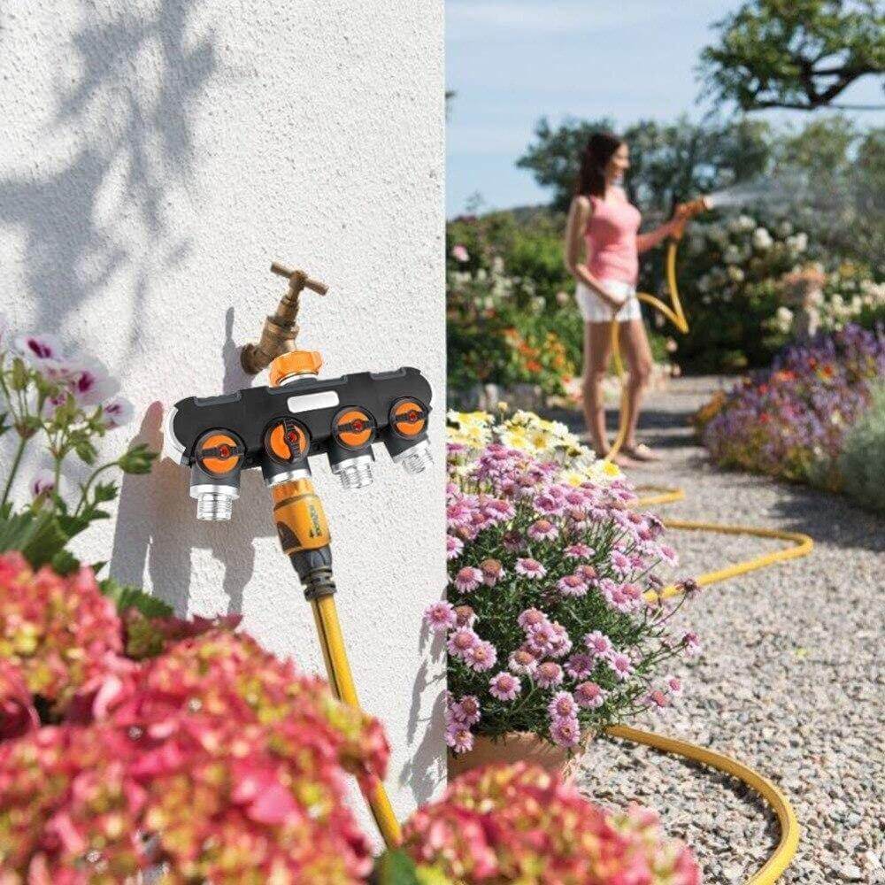 Conector divisor para manguera de jardín | Adaptador de 4 salidas