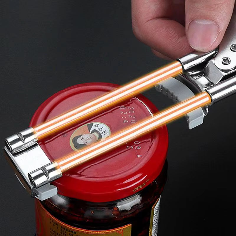 Abridor de tarros con engranaje deslizante ajustable y dientes de acero, tapas de 2,5-10 cm