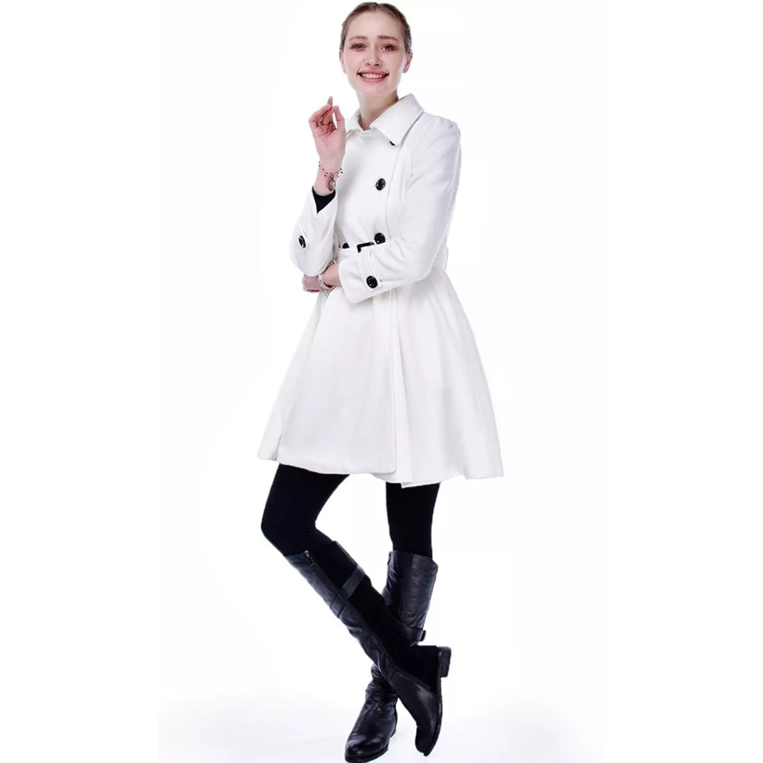 Abrigo peacoat reversible con cinturón para mujer