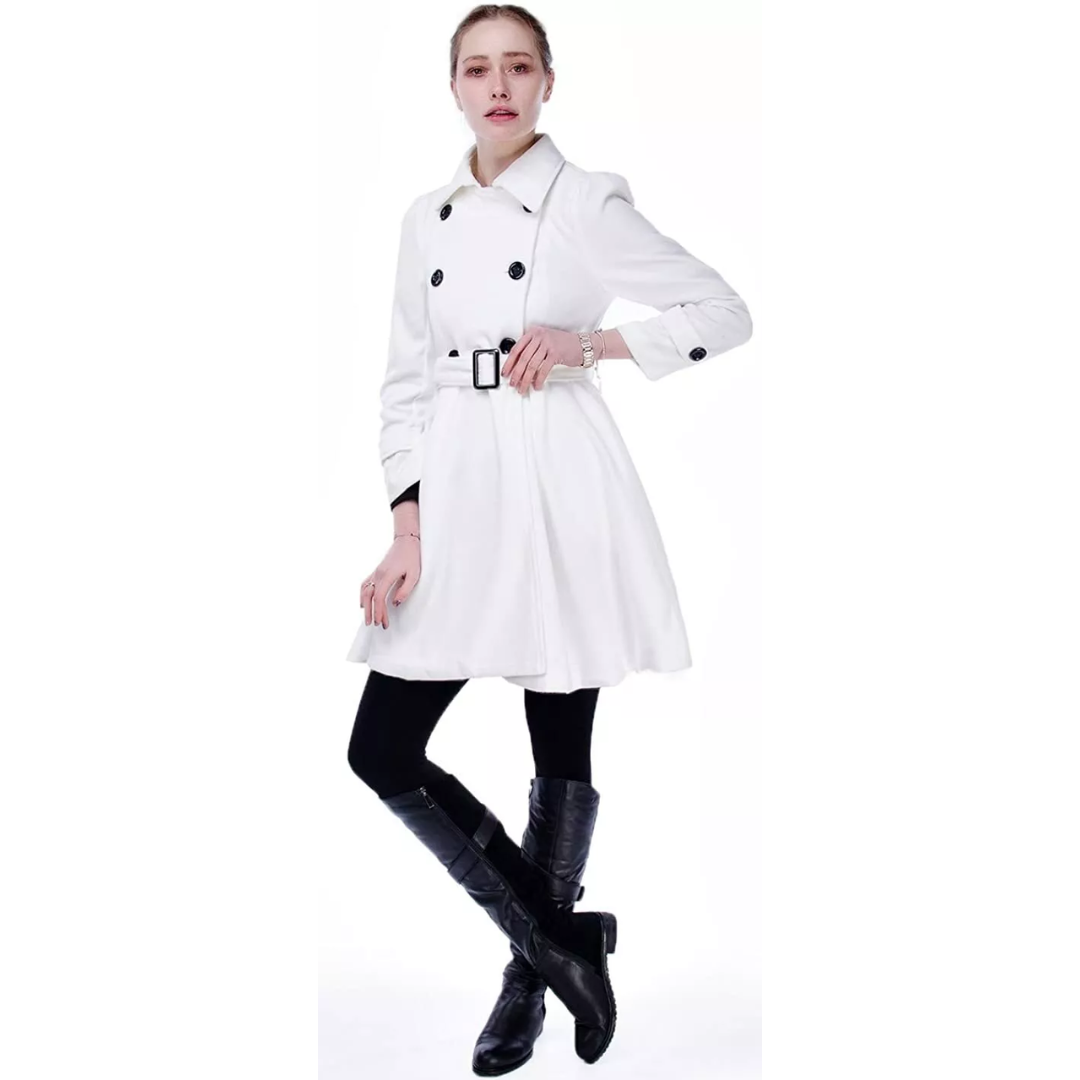 Abrigo peacoat reversible con cinturón para mujer