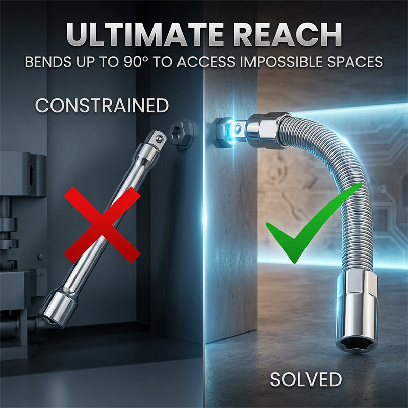 Adaptador de extensión flexible para taladro y llaves de vaso