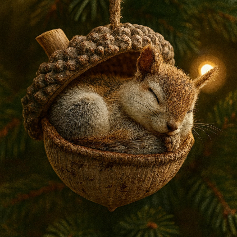 Adornos de Navidad animales del bosque en bellota para árbol
