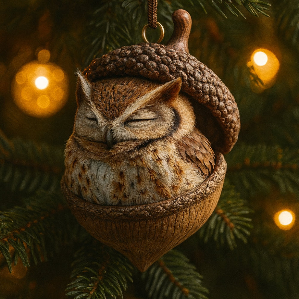 Adornos de Navidad animales del bosque en bellota para árbol
