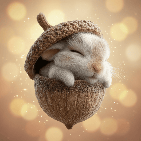 Adornos navideños hechos a mano con bellota y animales del bosque