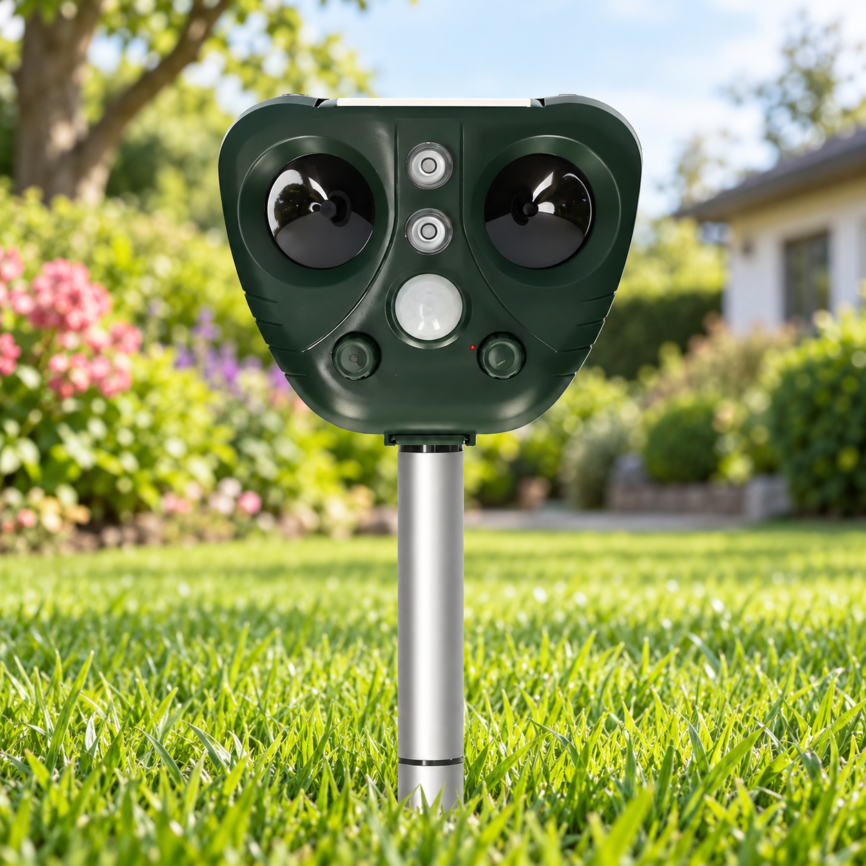 Ahuyentador de Pájaros Ultrasónico Solar para Jardín y Exterior
