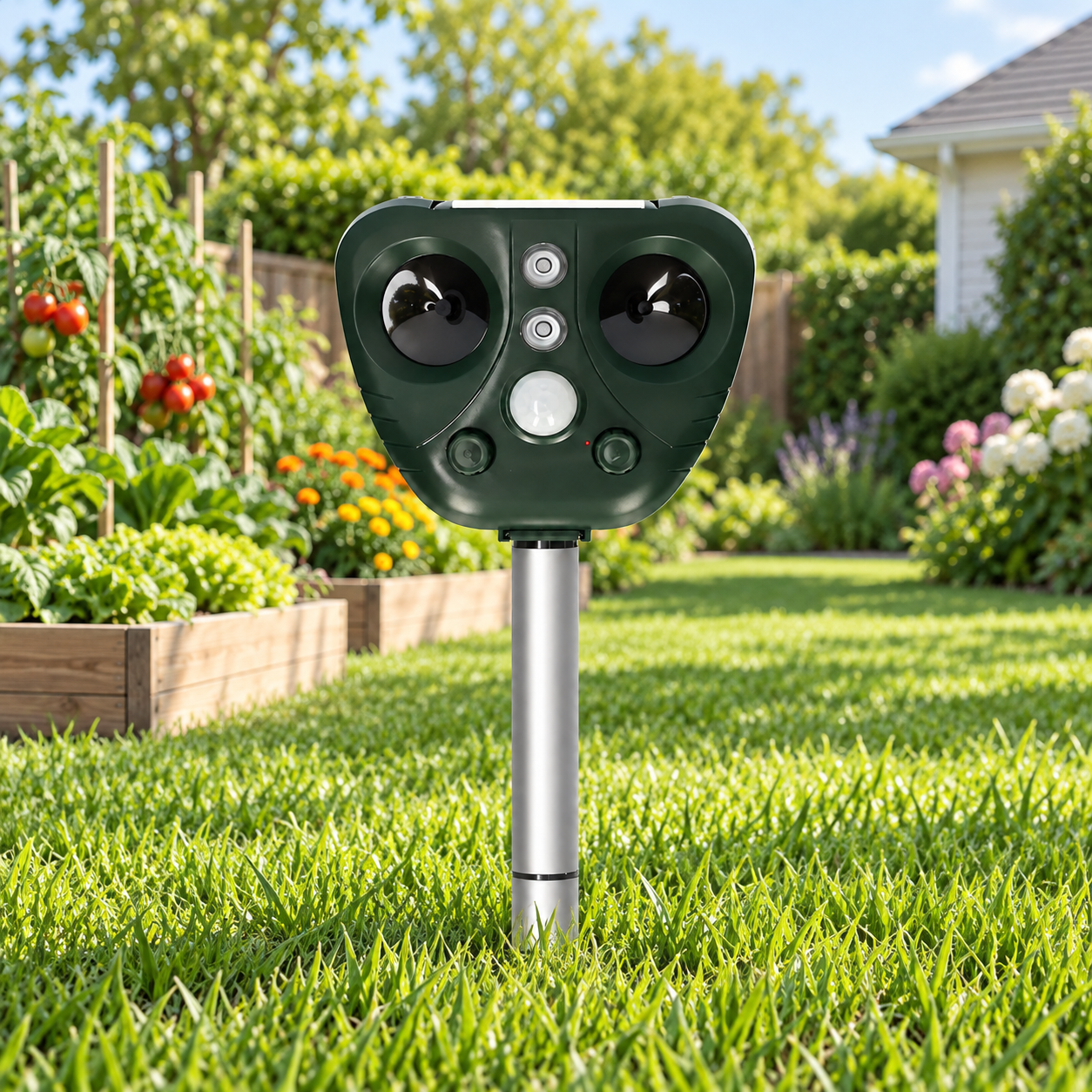 Ahuyentador de Pájaros Ultrasónico Solar para Jardín y Exterior