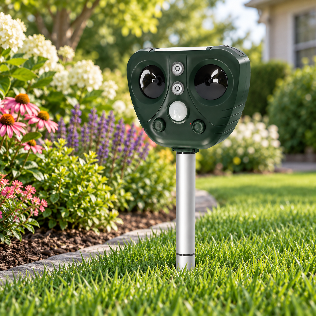 Ahuyentador de Pájaros Ultrasónico Solar para Jardín y Exterior