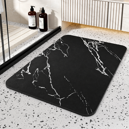 Alfombra de baño de secado rápido de piedra de diatomeas antideslizante con diseño marmolado