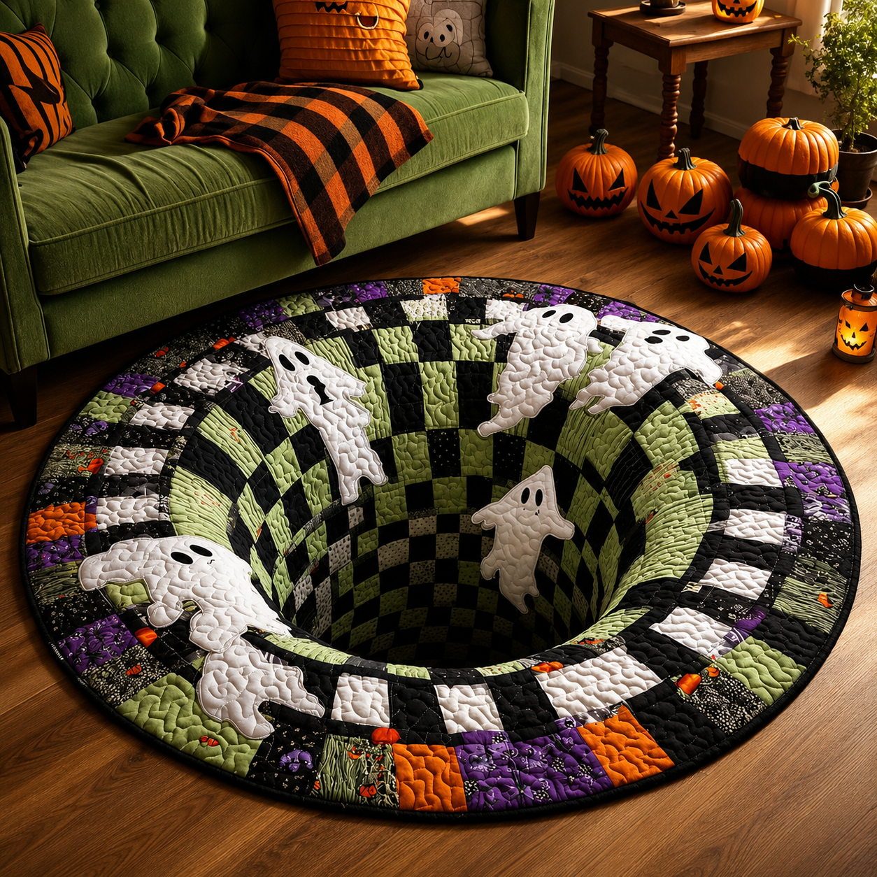 Alfombra de Halloween con vórtice de esqueleto en 3D
