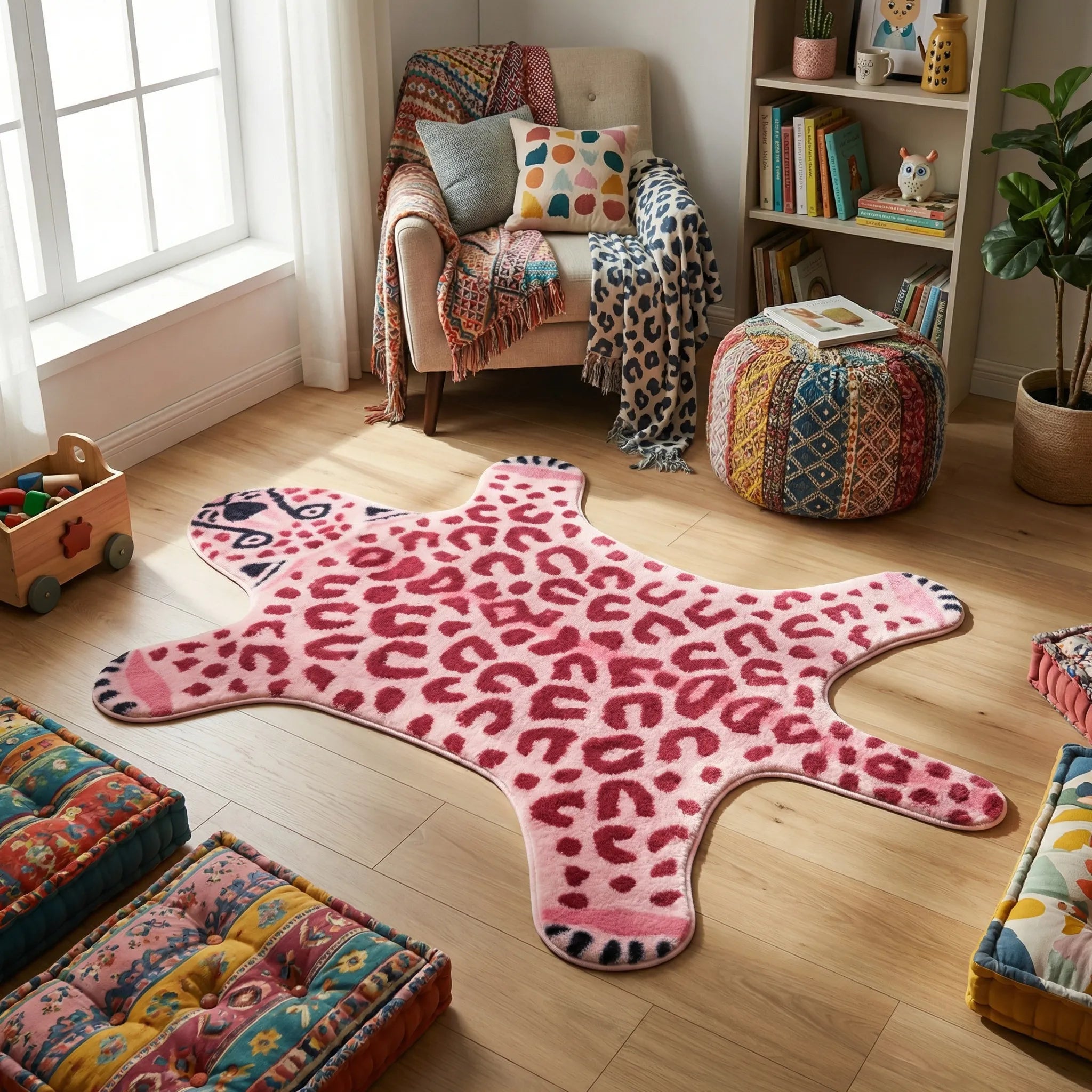 Alfombra decorativa con estampado animal para decoración acogedora del hogar