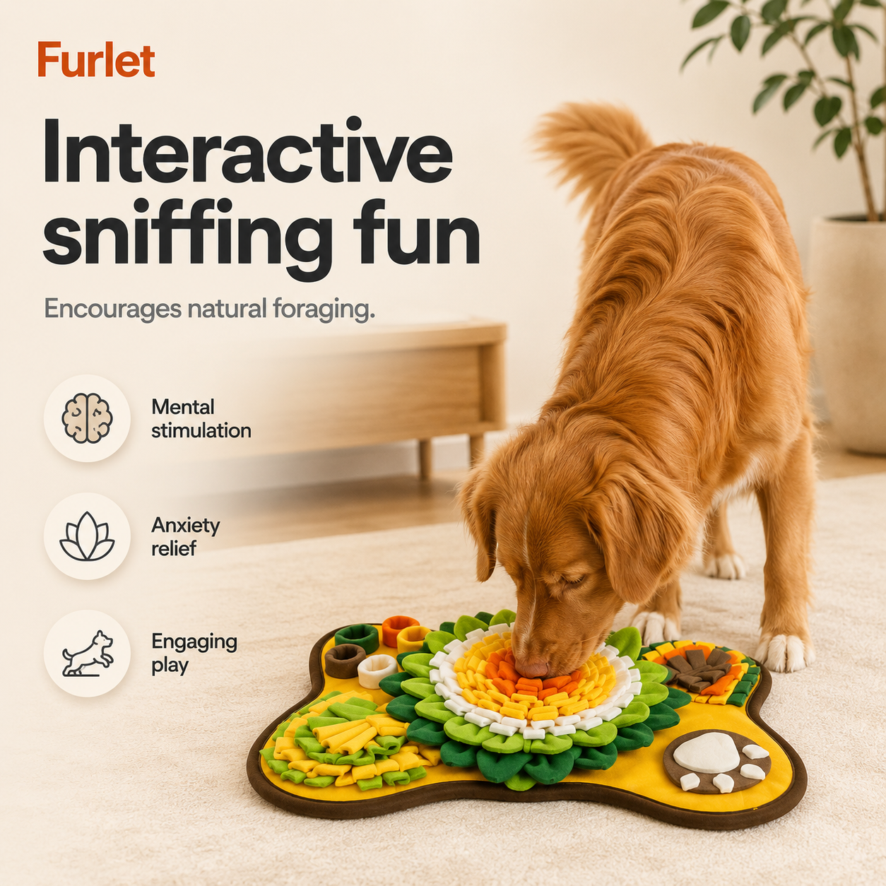 Alfombra olfativa interactiva para perros