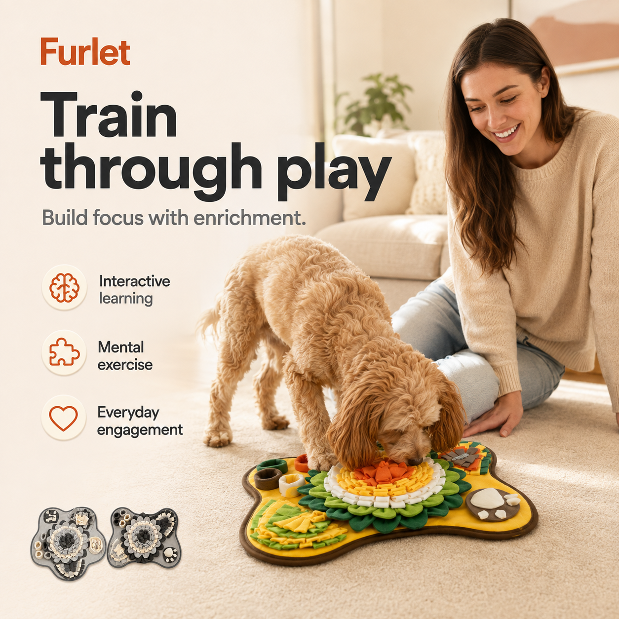Alfombra olfativa interactiva para perros