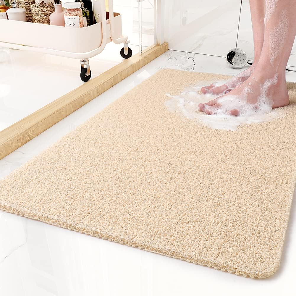 Alfombrilla antideslizante para ducha – Suave, segura, fácil de limpiar, tamaño personalizable, drenaje rápido