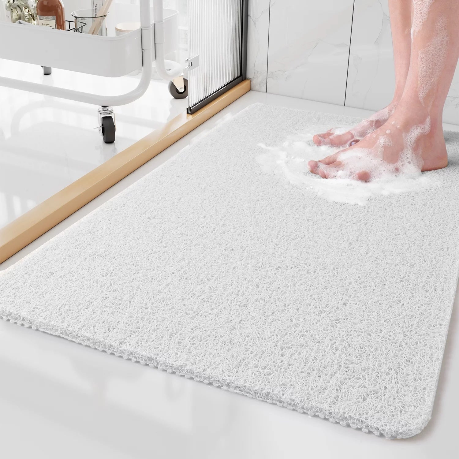 Alfombrilla antideslizante para ducha – Suave, segura, fácil de limpiar, tamaño personalizable, drenaje rápido