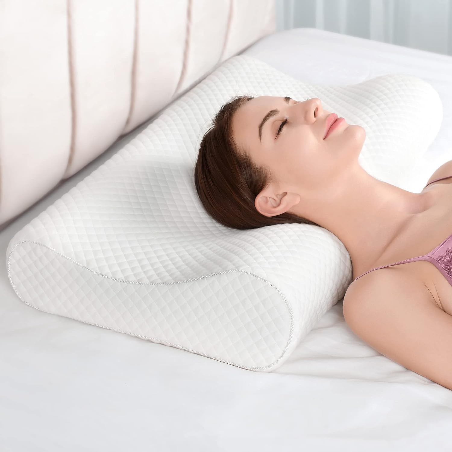 Almohada de espuma viscoelástica con soporte de doble altura contorneado y funda extraíble