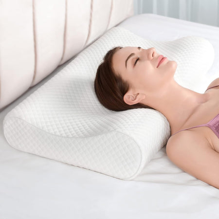 Almohada de espuma viscoelástica con soporte de doble altura contorneado y funda extraíble