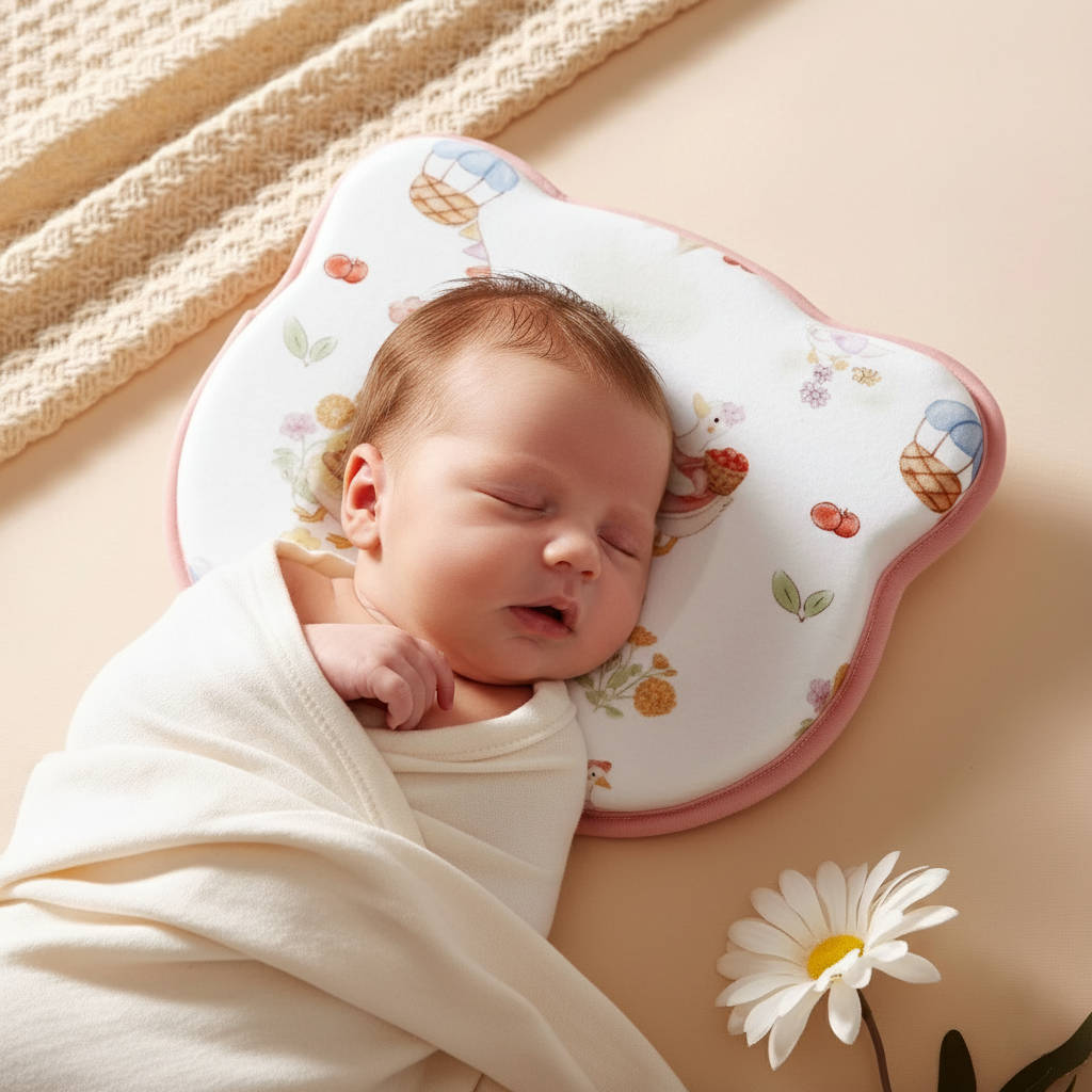 Almohada para bebé previene cabeza plana - Antidesviación absorbente de sudor