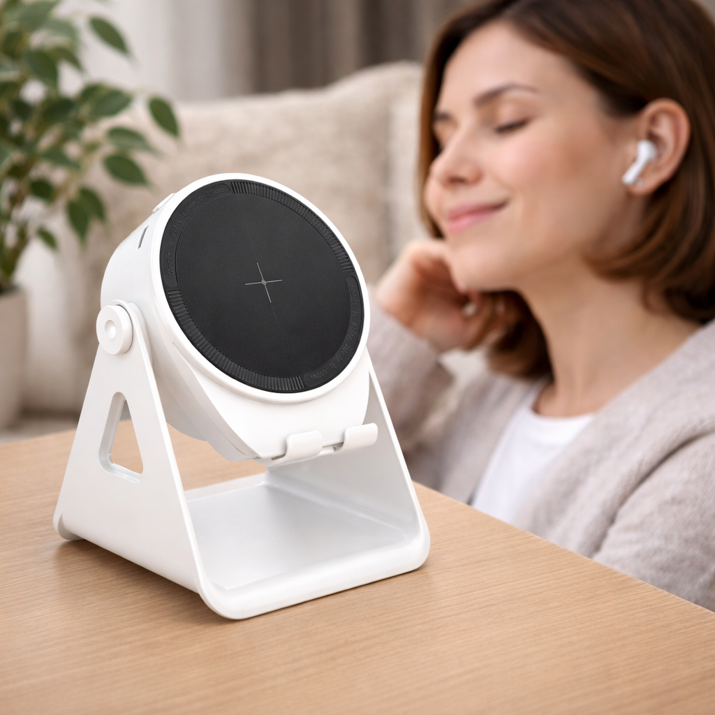Altavoz Bluetooth con soporte para móvil y carga inalámbrica