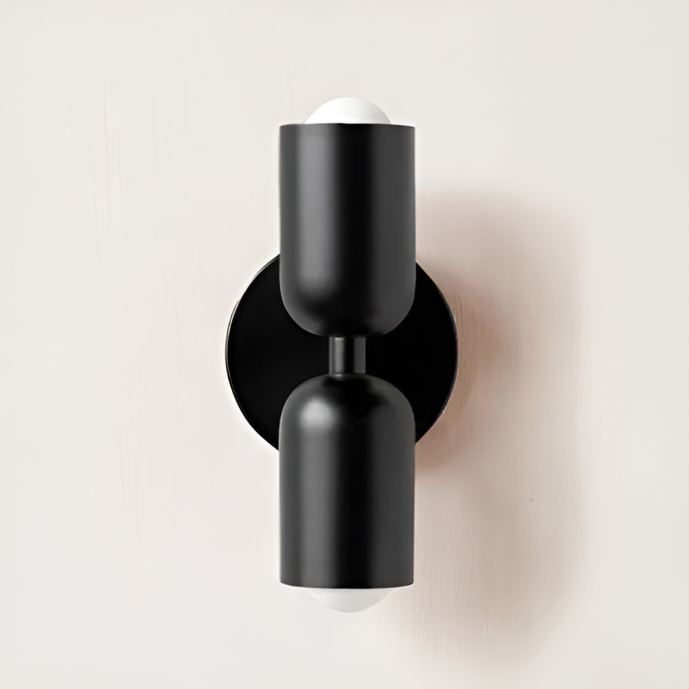 Aplique de pared con batería — pantallas dobles tipo cápsula, diseño inalámbrico