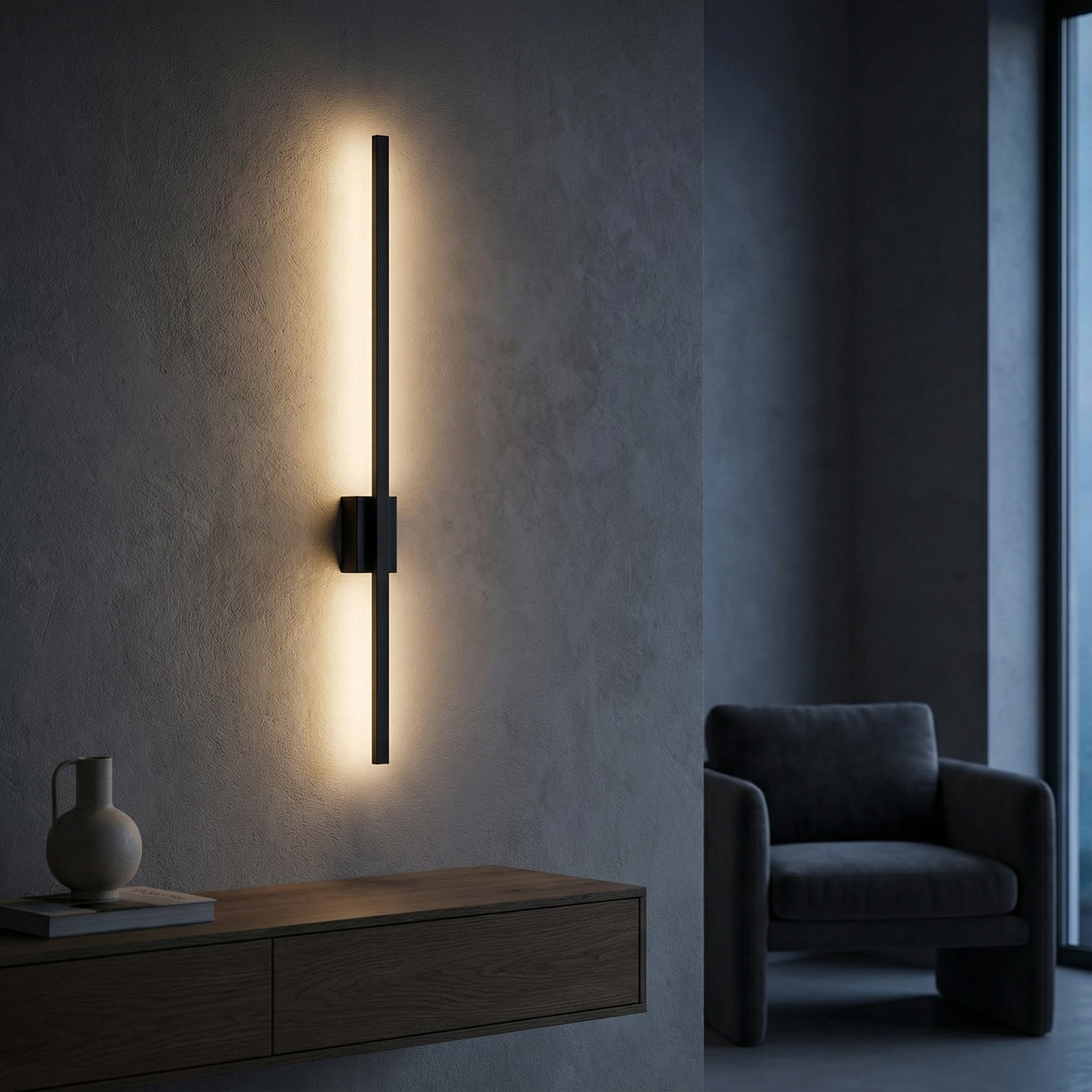 Aplique de pared LED vertical de barra para salón | Luz blanca cálida