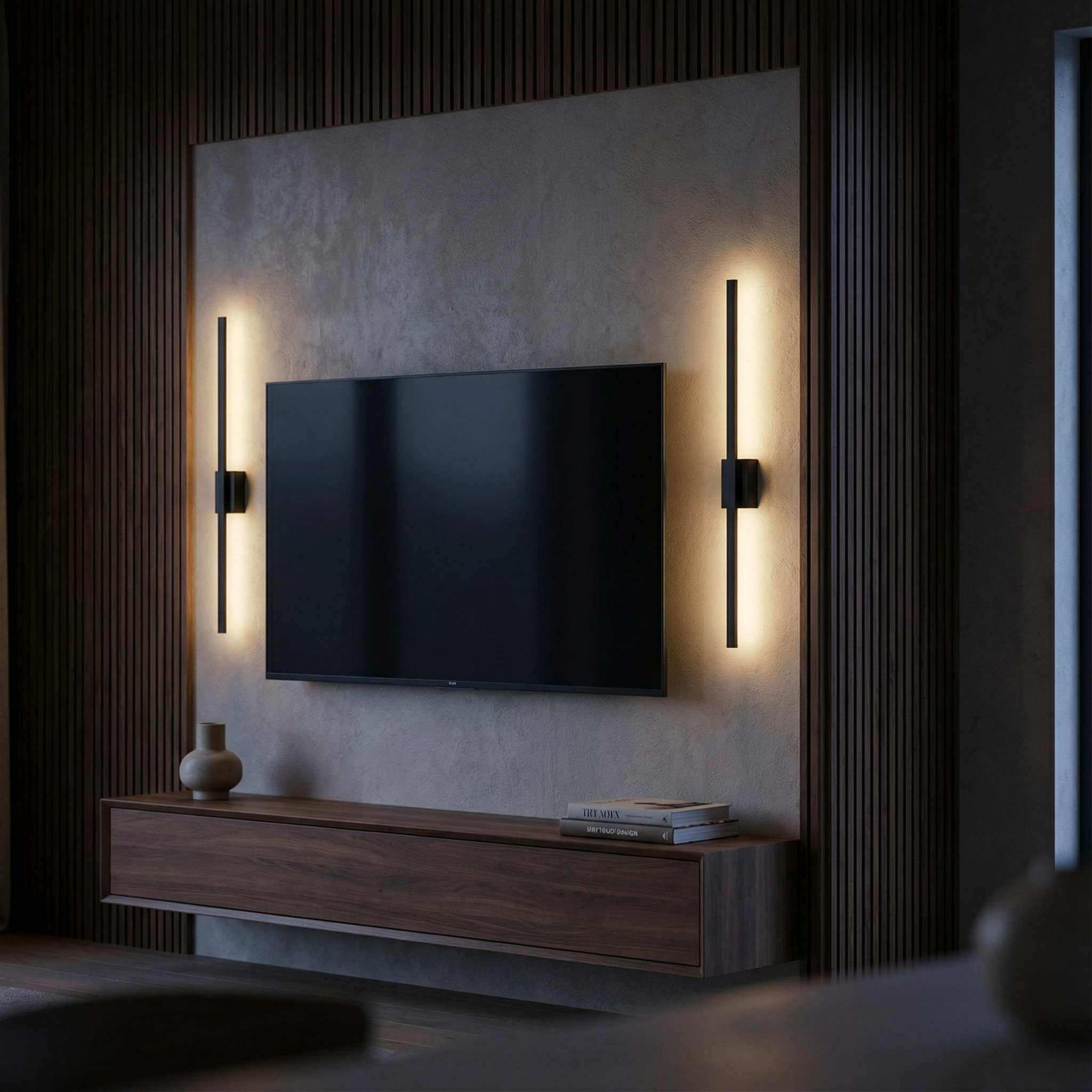Aplique de pared LED vertical de barra para salón | Luz blanca cálida