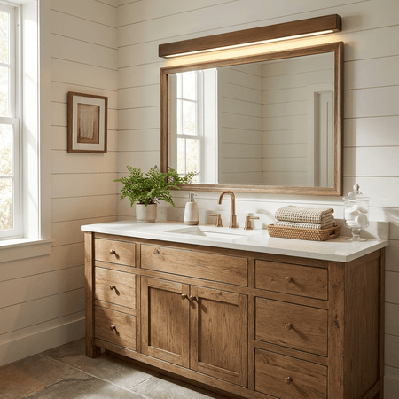 Aplique de pared lineal de madera con luz delgada