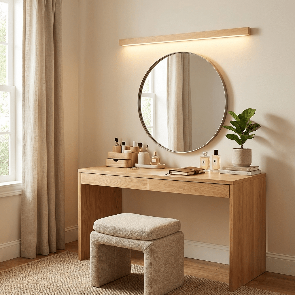 Aplique de pared lineal de madera con luz delgada