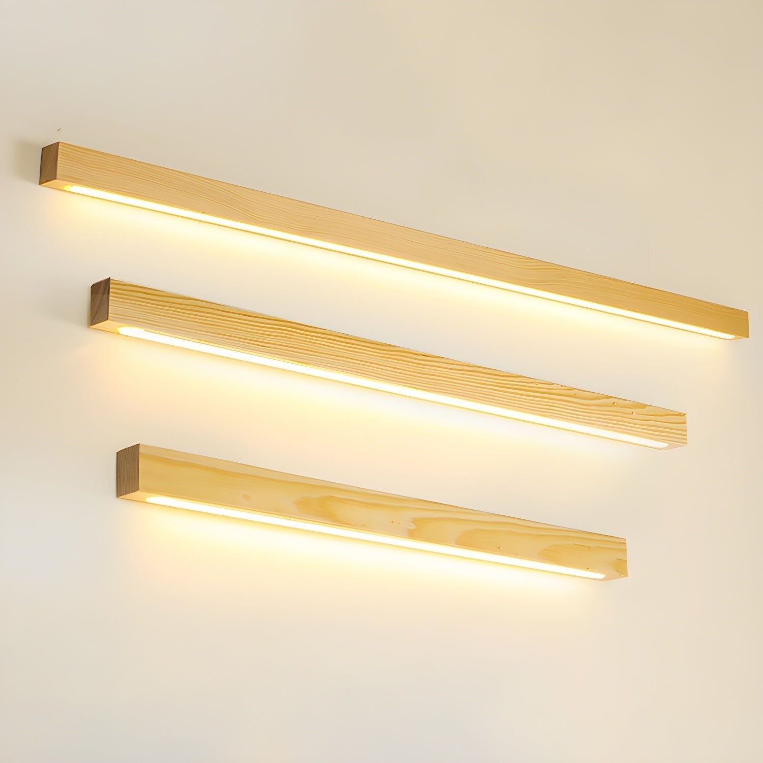 Aplique de pared lineal de madera con luz delgada