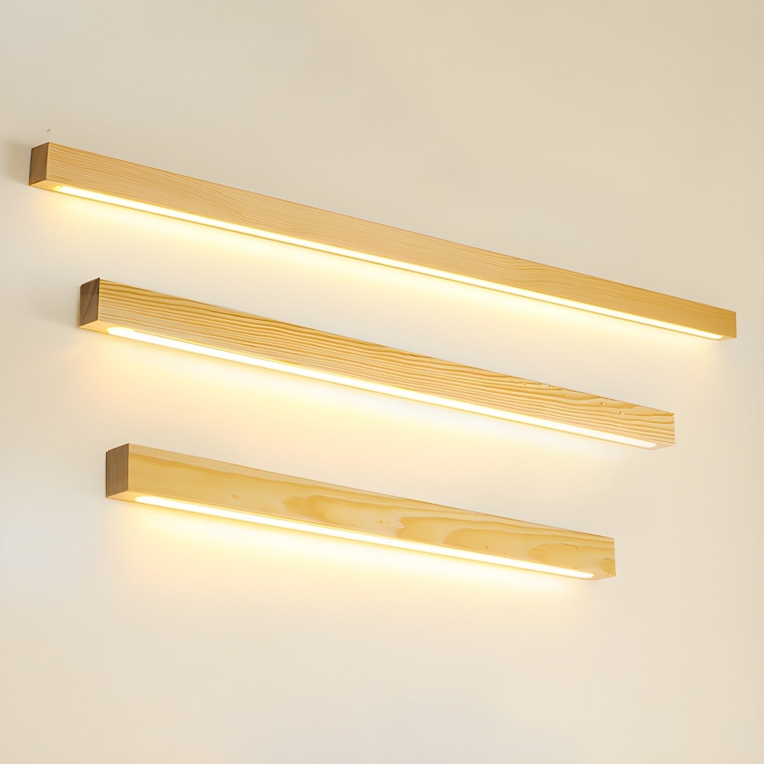 Aplique de pared lineal de madera con luz delgada