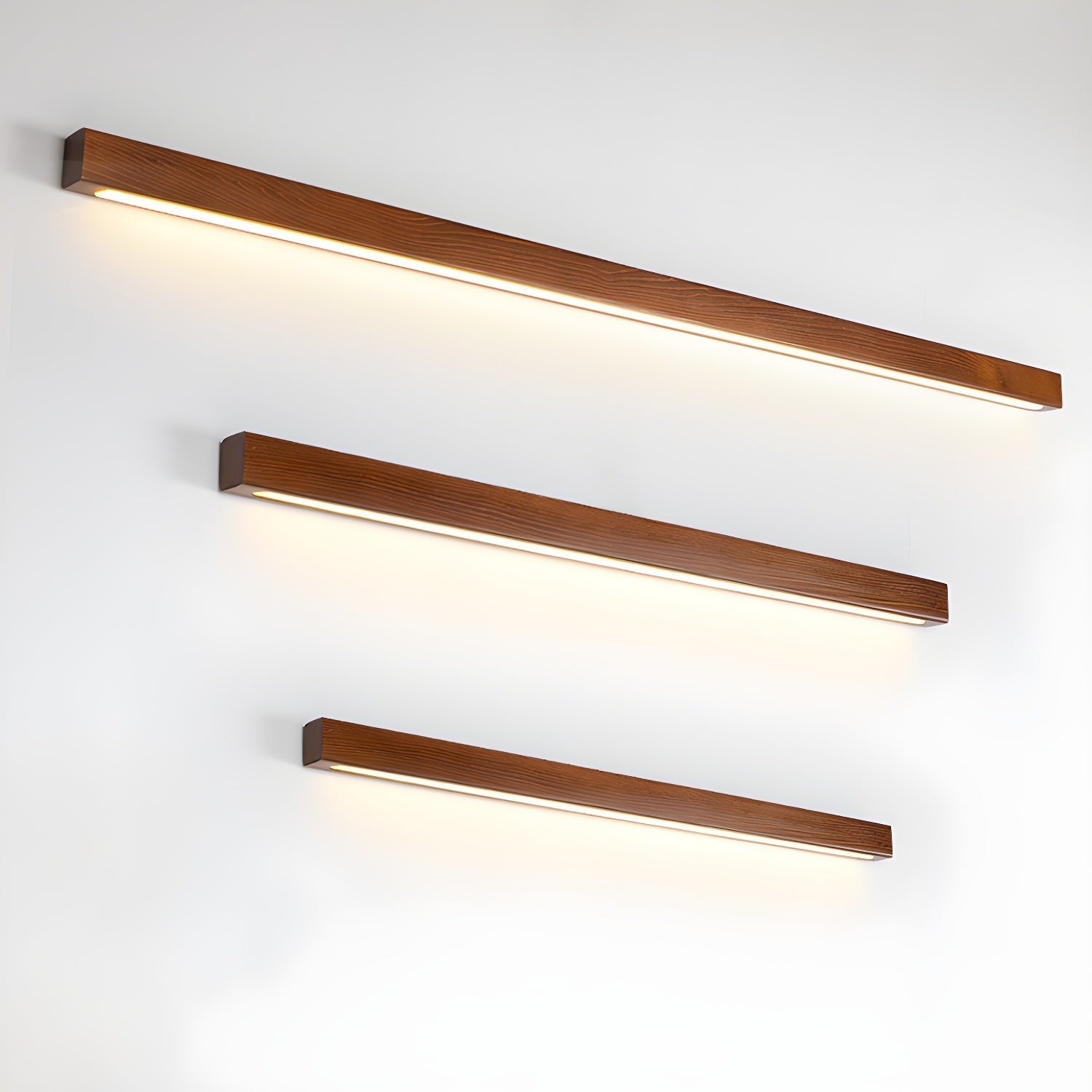 Aplique de pared lineal de madera con luz delgada