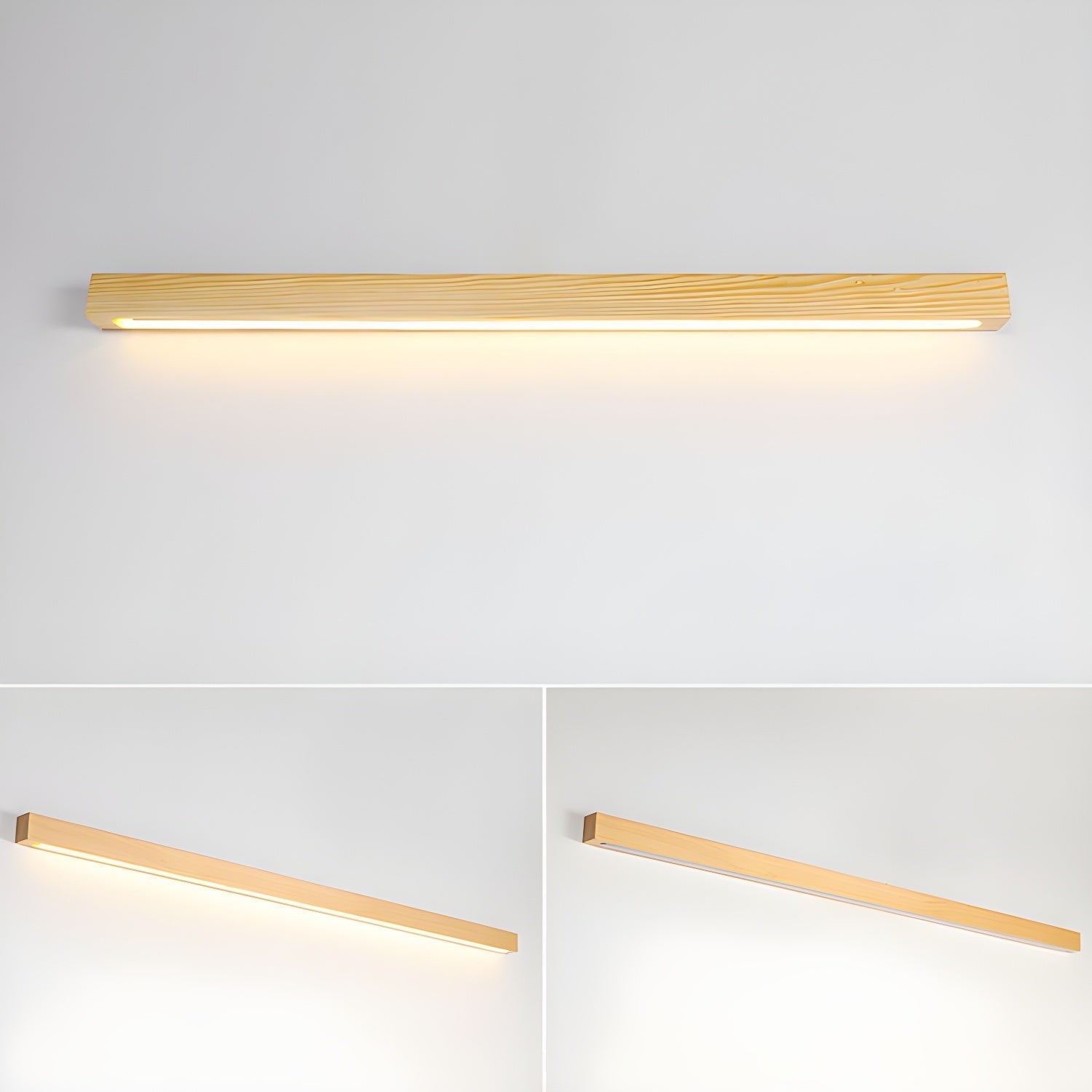 Aplique de pared lineal de madera con luz delgada