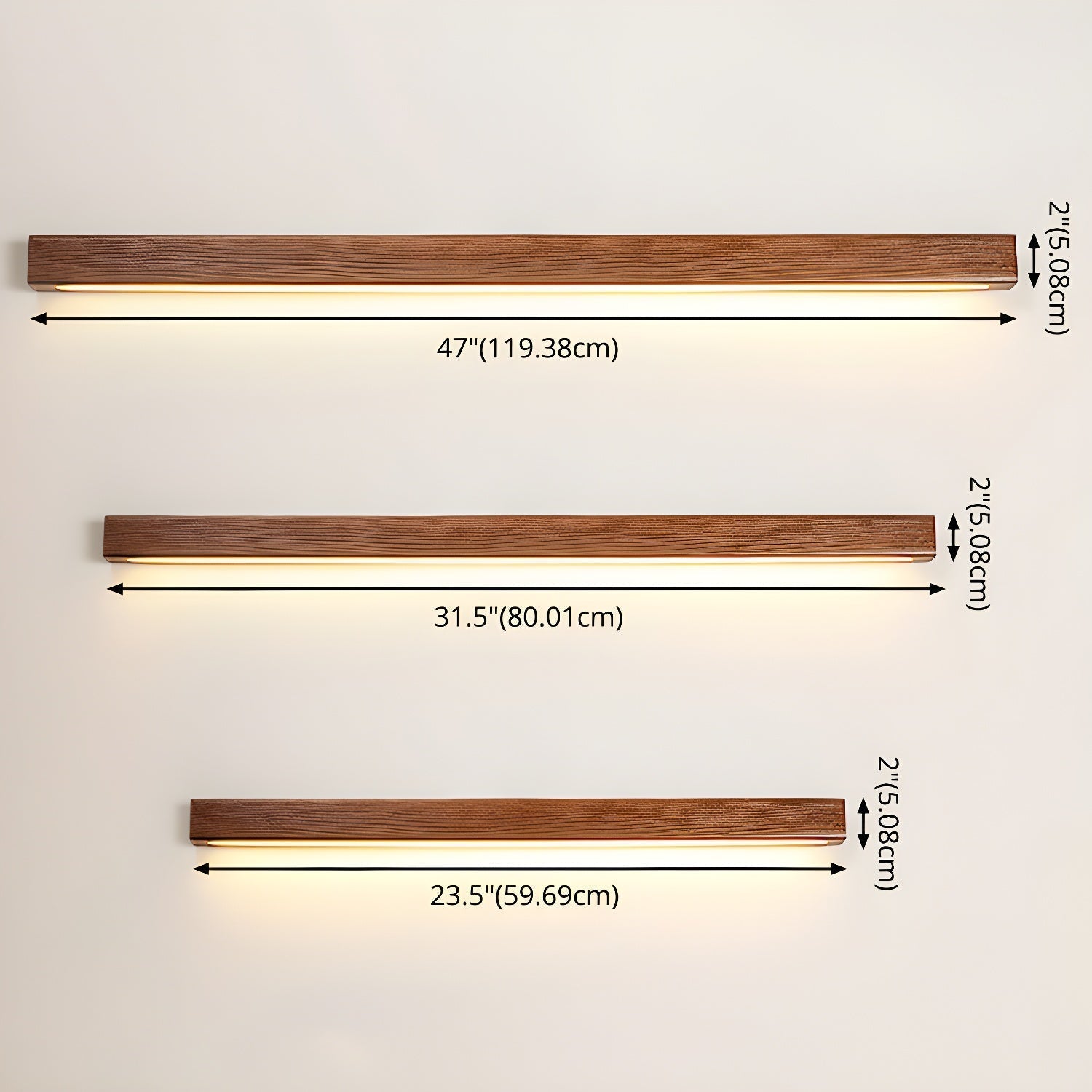 Aplique de pared lineal de madera con luz delgada