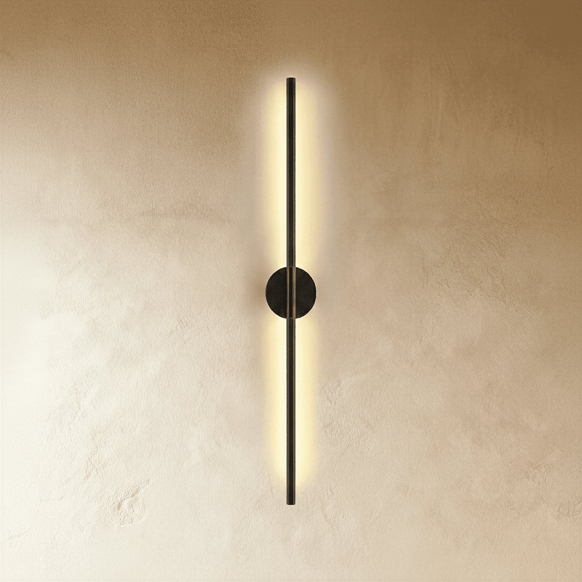 Aplique de pared vertical lineal minimalista con placa redonda