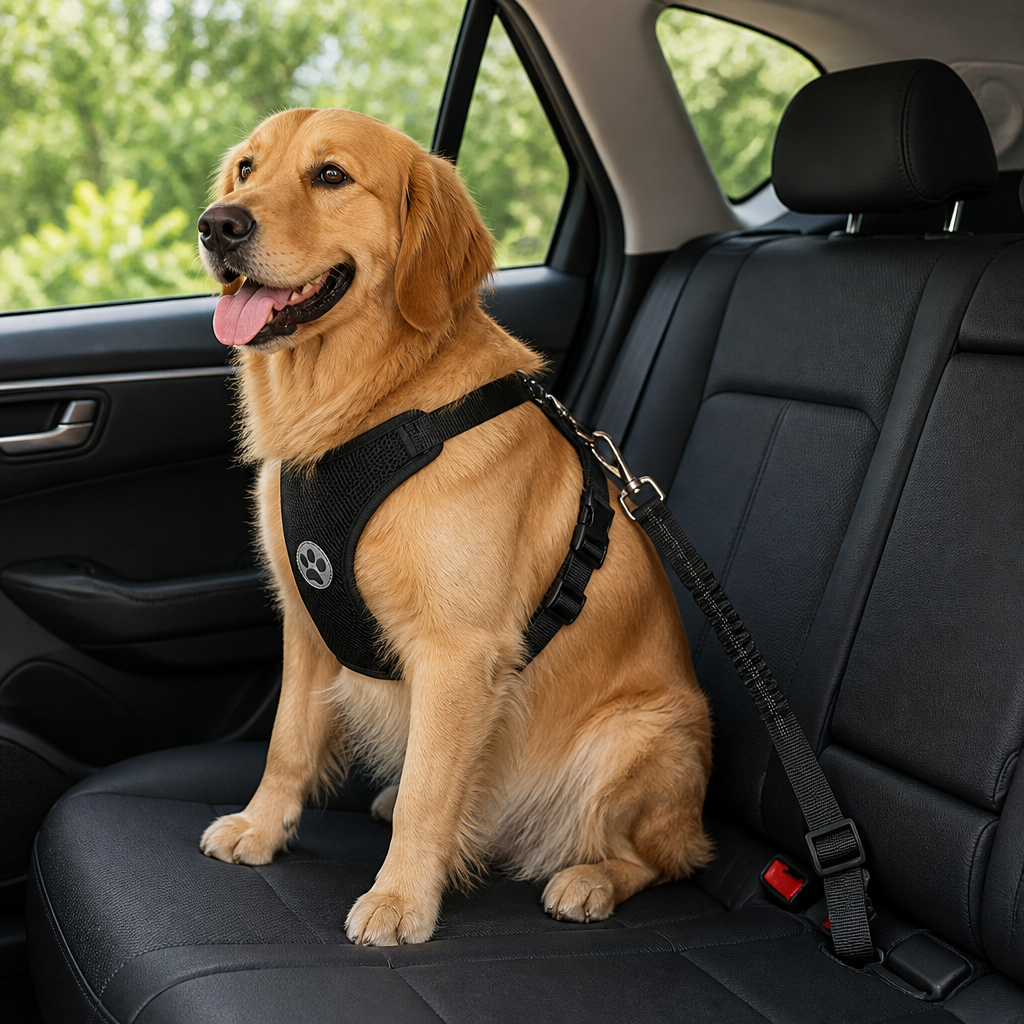 Arnés de seguridad para coche de malla transpirable ajustable para perros