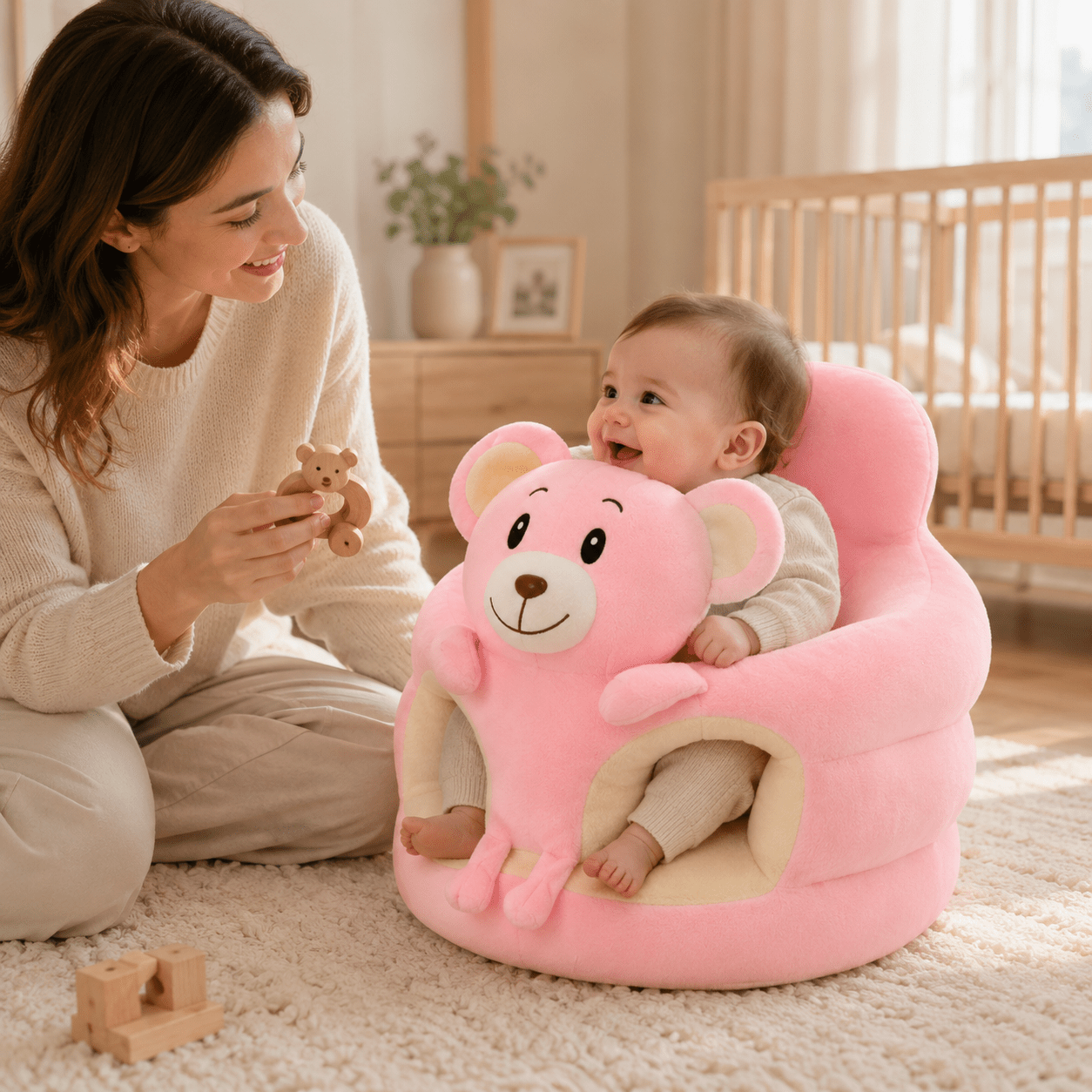 Asiento de suelo Luna Nest para bebé con soporte para sentarse