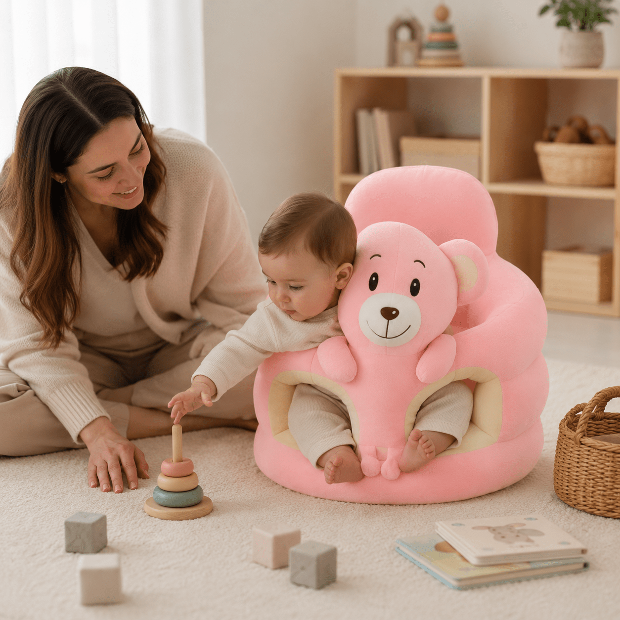 Asiento de suelo Luna Nest para bebé con soporte para sentarse