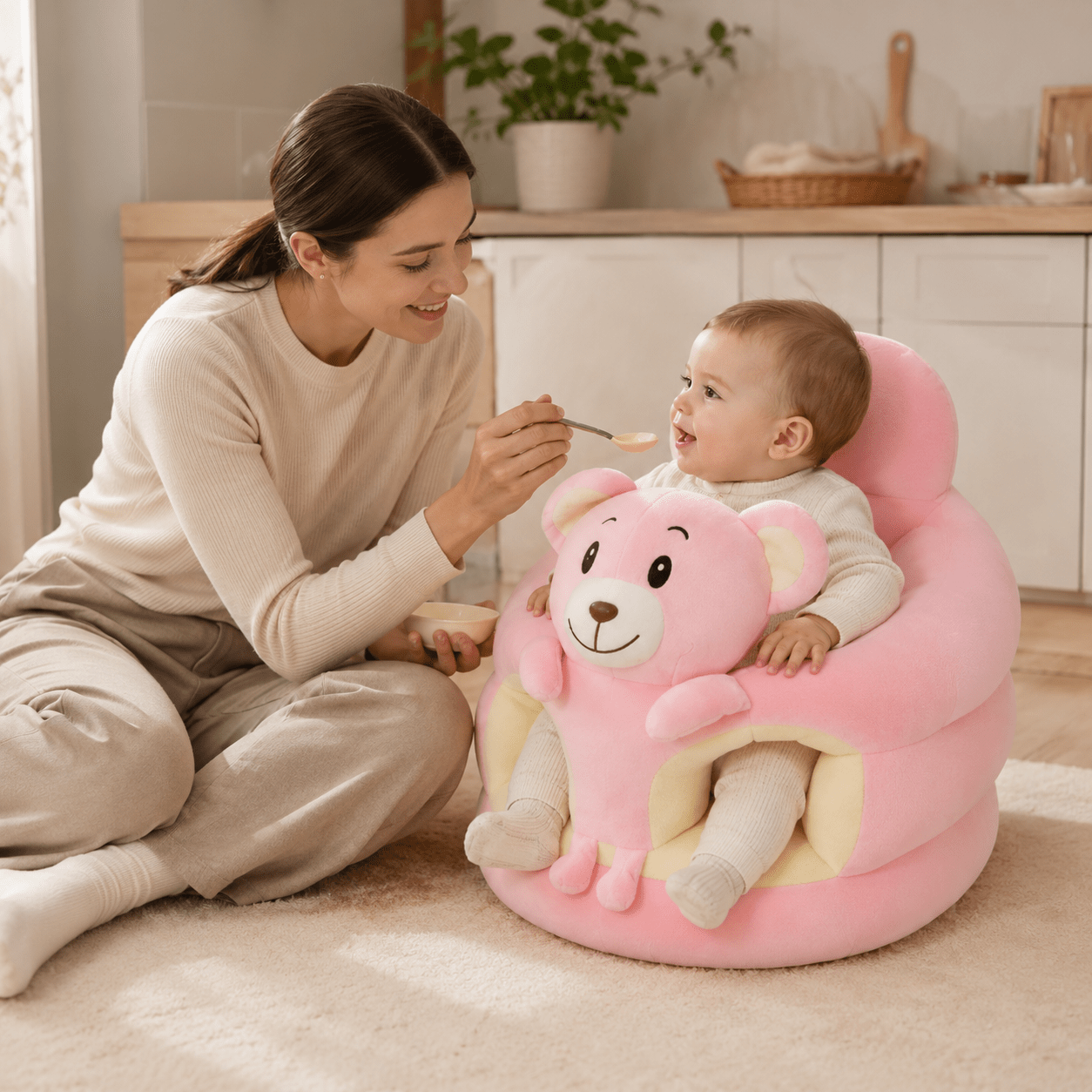 Asiento de suelo Luna Nest para bebé con soporte para sentarse