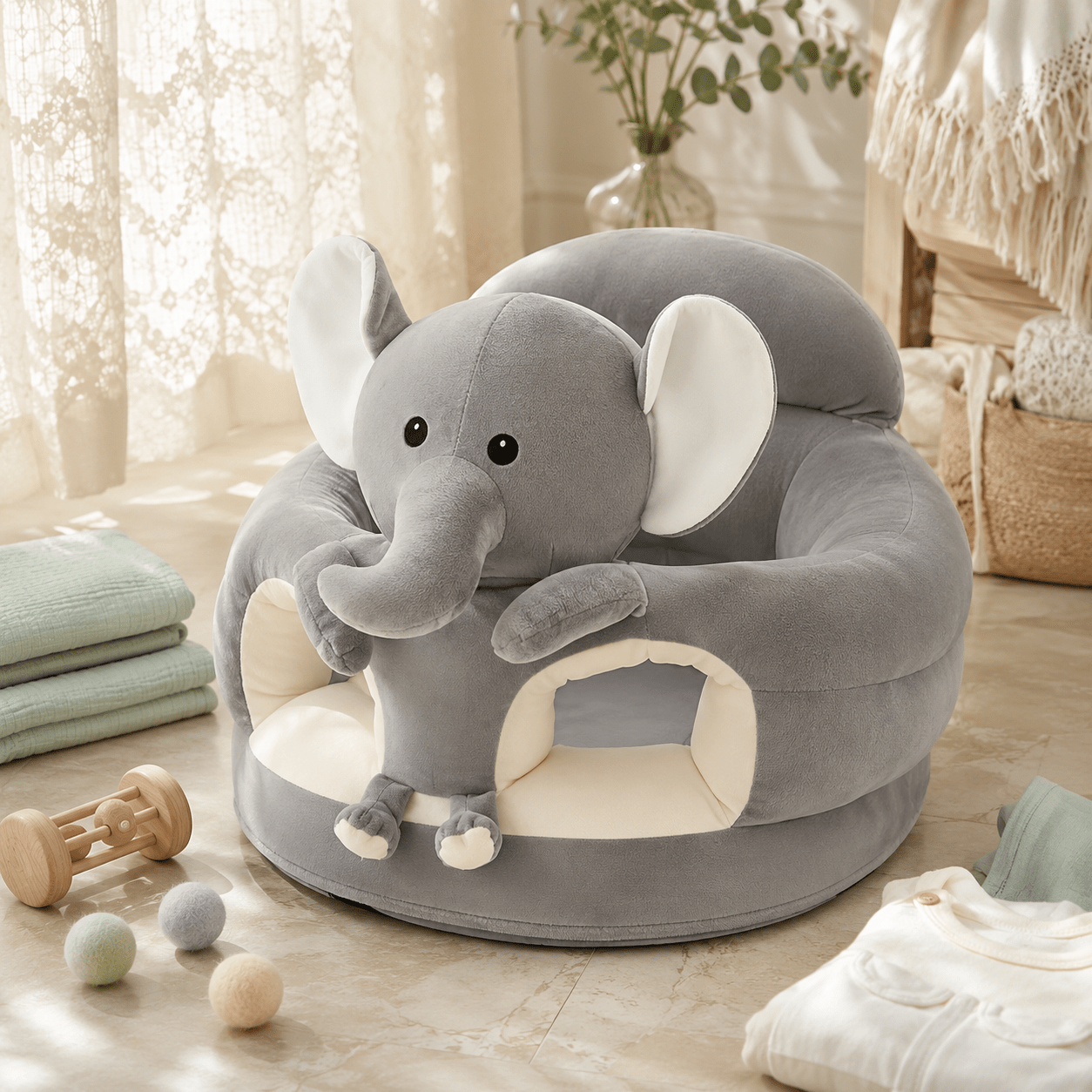 Asiento de suelo Luna Nest para bebé con soporte para sentarse