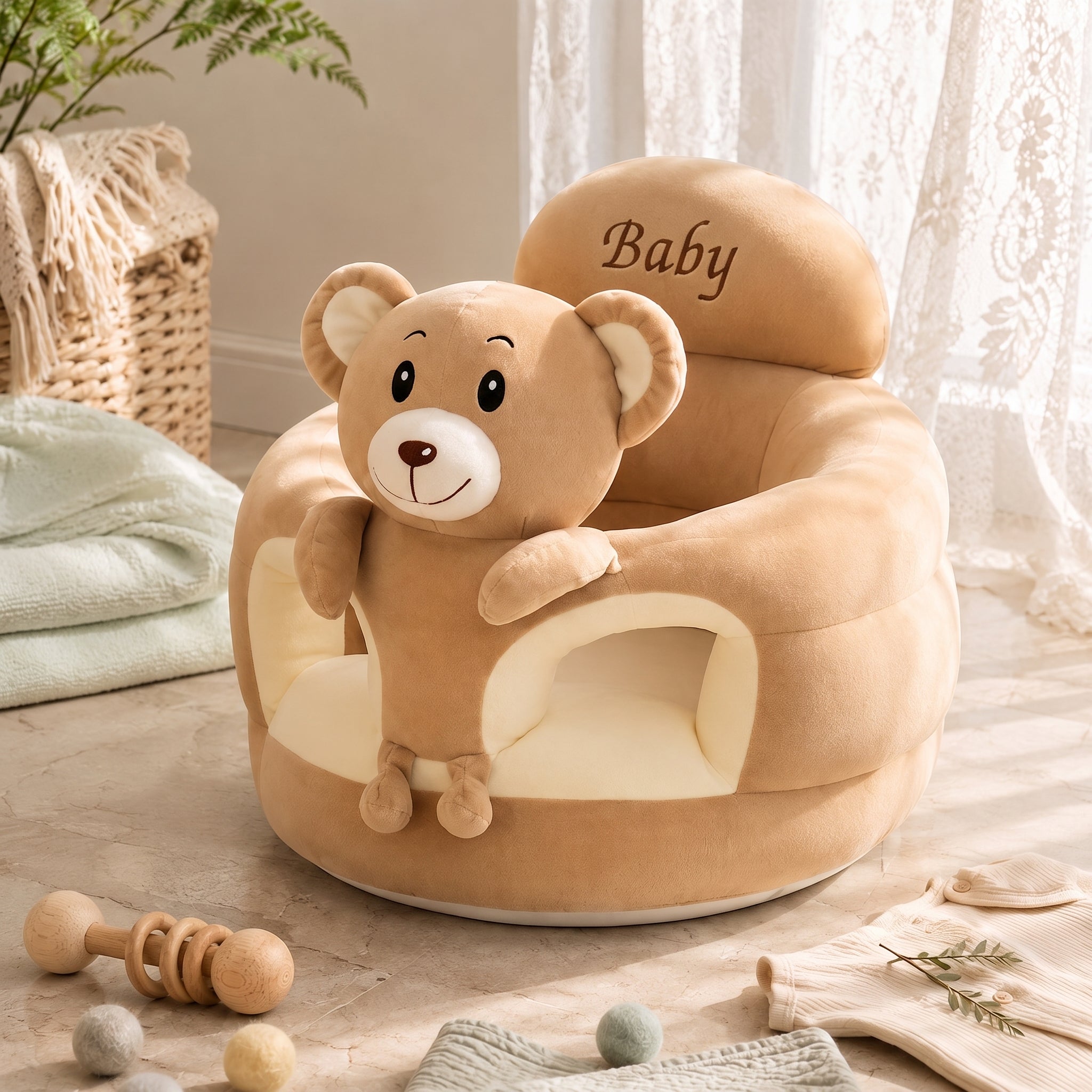 Asiento de suelo Luna Nest para bebé con soporte para sentarse