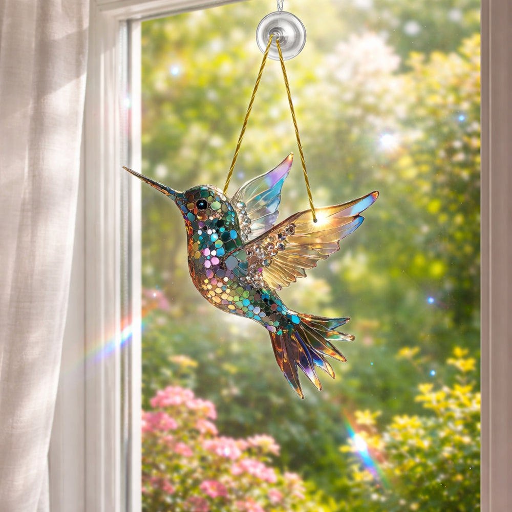 Atrapasol de colibrí para ventana decoración colgante