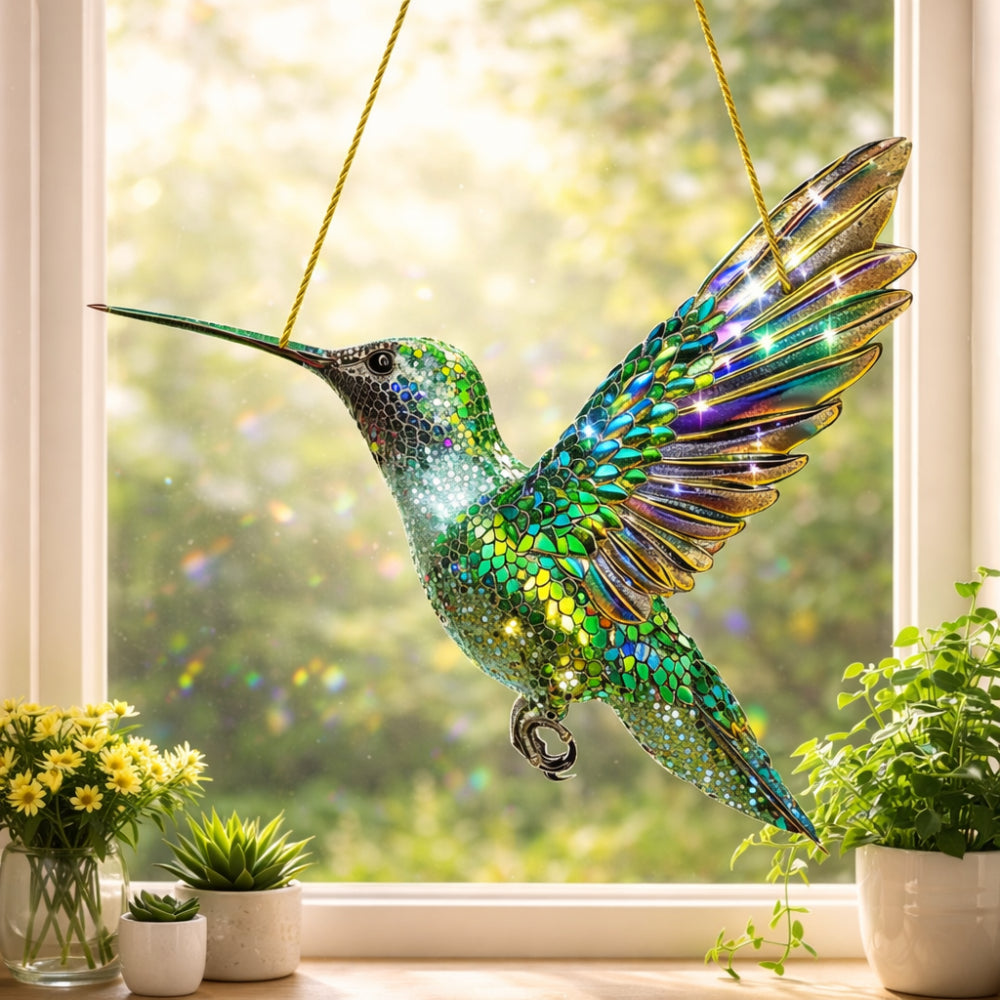 Atrapasol de colibrí para ventana decoración colgante