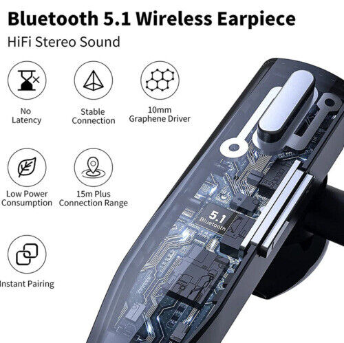 Auricular Bluetooth 5.1 inalámbrico con doble micrófono y cancelación de ruido para camioneros