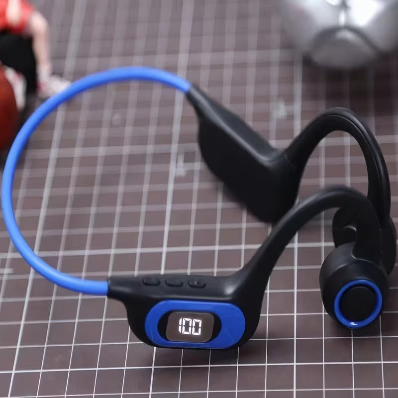Auriculares de conducción ósea | Diseño abierto con banda envolvente | Pantalla LED de batería