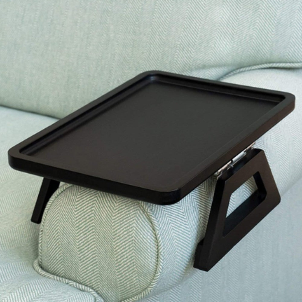 Bandeja para reposabrazos con pinza ajustable y superficie de bambú