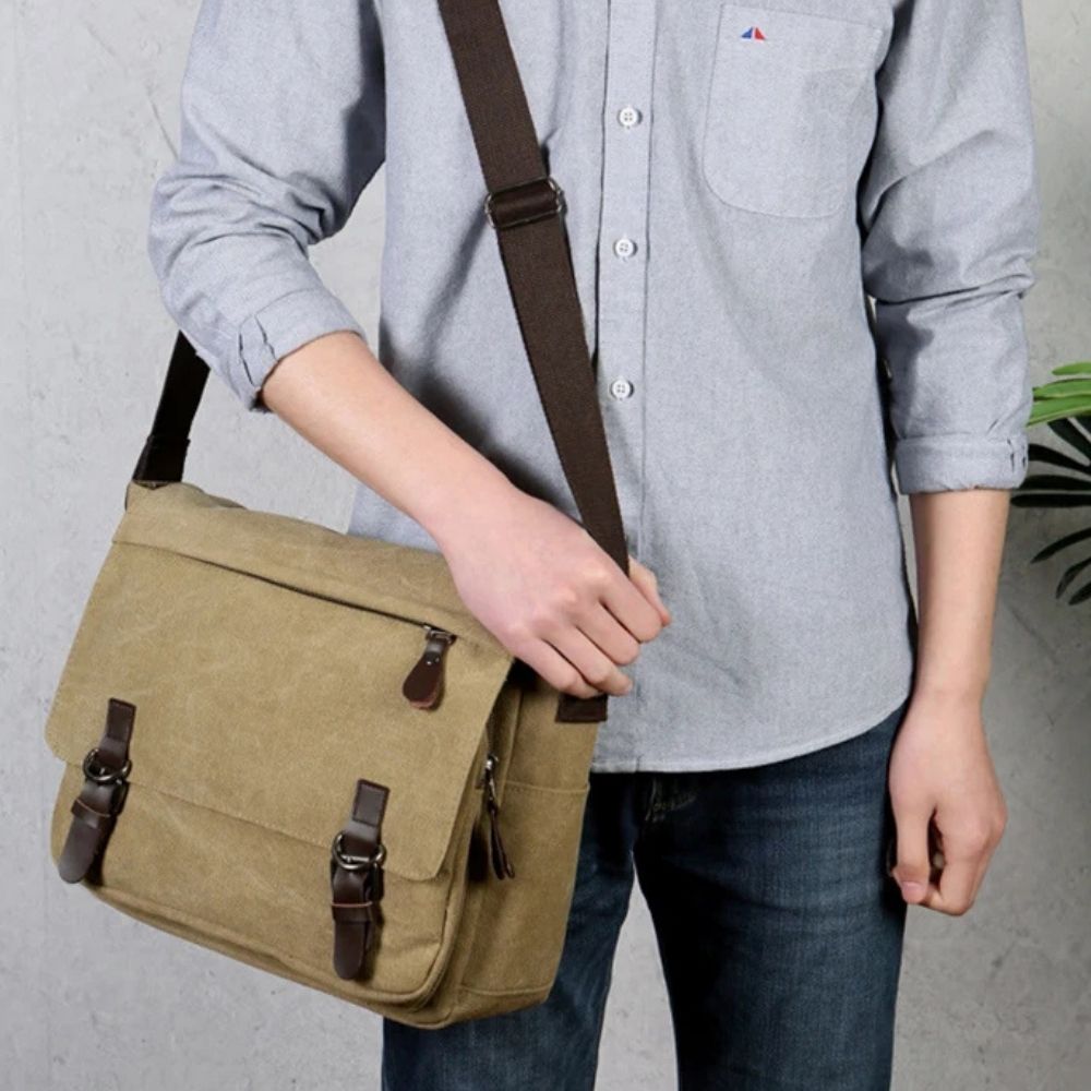 Bandolera de lona estilo mensajero para hombre