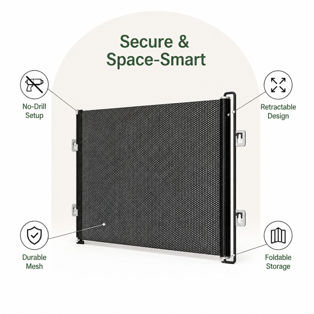 Barrera de seguridad retráctil y plegable sin taladrar (hasta 125 cm)